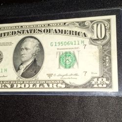 $10  bill 1950 D serie G 