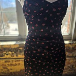 Black Polka Dot Rose Patterned Dress
