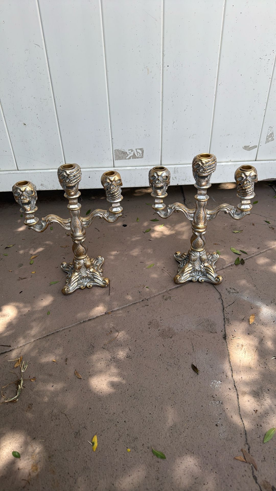 3 Arm Skull Gothic Candelabra Candle Holders