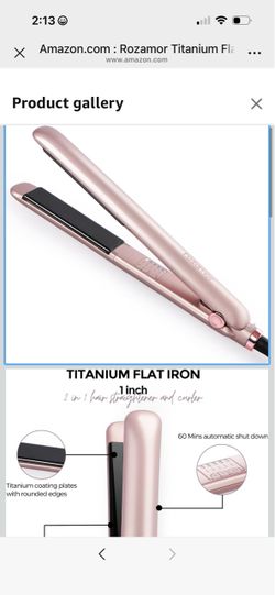 Rozamor Titanium Flat Iron, 1 Inch Hair Straightener & Curler 2-in-1