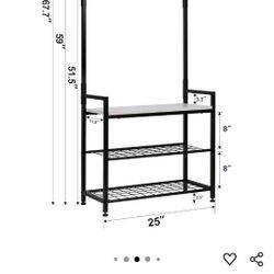 Bench With Coat And Shoe Rack (Rustic Brown)