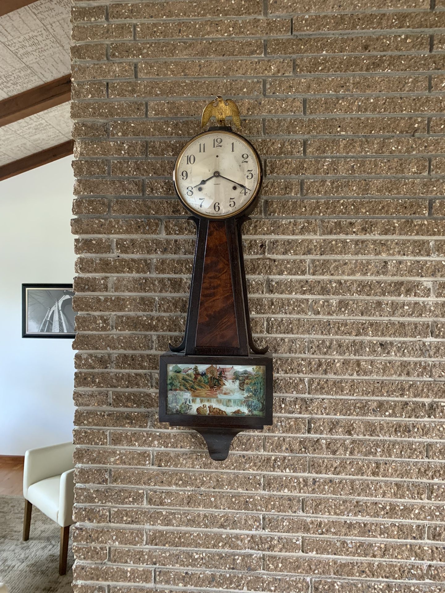 Beautiful old Gilbert banjo clock -runs well!!