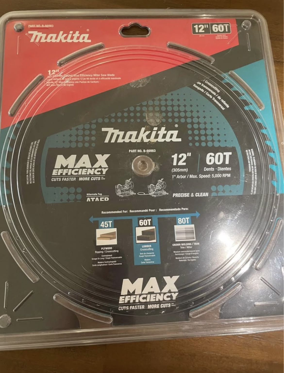 Makita 12” 60T Saw Blade 3 In Stock