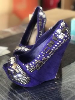 Blue heels luxury platforms