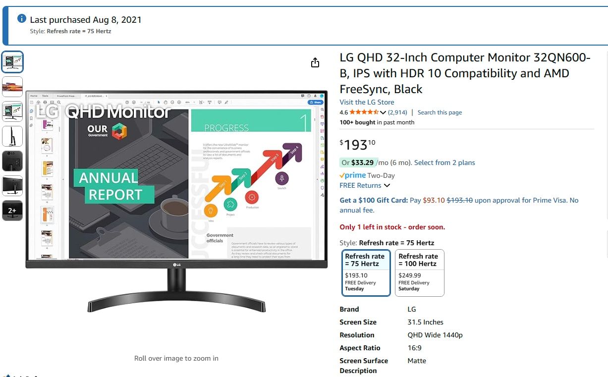 LG QHD 32inch Monitor