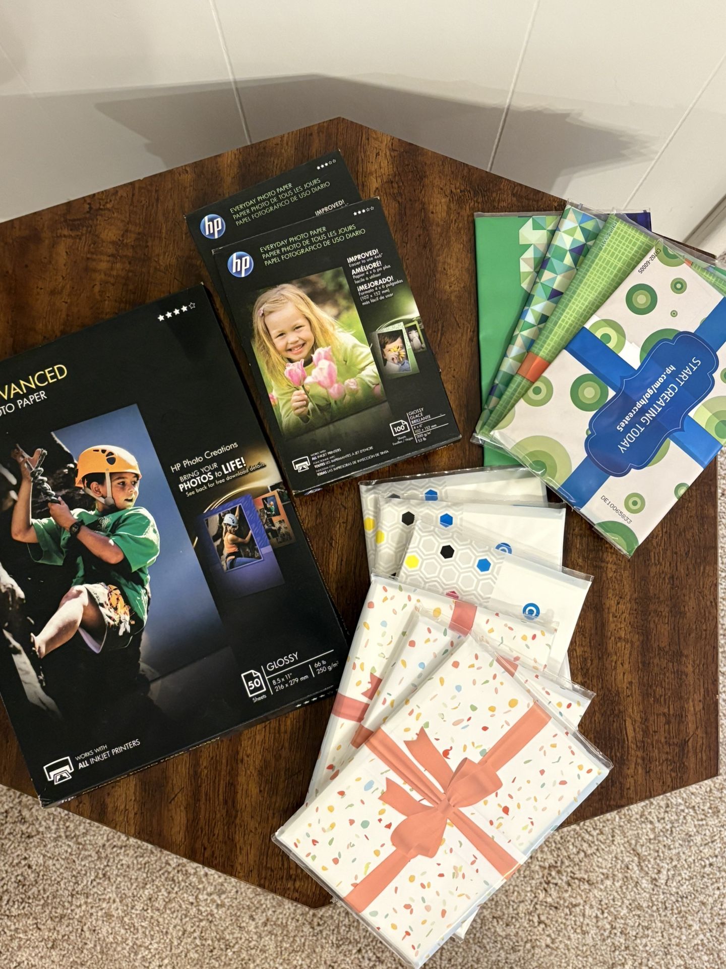 Assorted HP Photo Papers and Envelops 