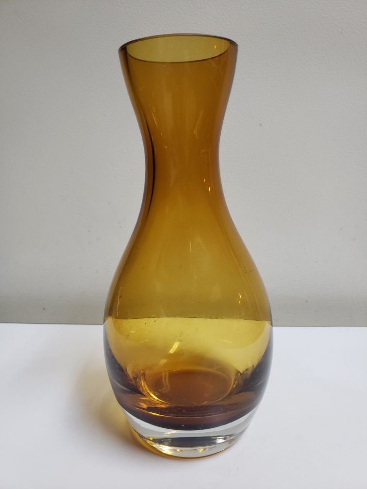 8" amber glass vase