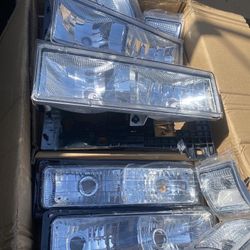 88-99 Chevy C10 Chrome Clear Headlights 8 Piece - Broken