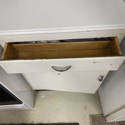 Antique Porcelain White Cupboard With A Drawer With Partitions