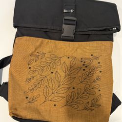 Black brown Embroidered Backpack