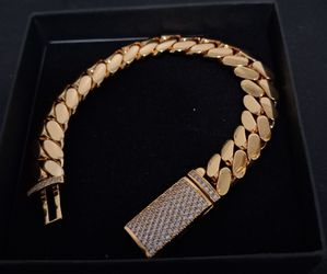 14k gold-plated 12mm Miami cuban link bracelet cz diamond lock