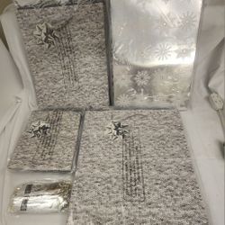 2010 Christmas 40 Pc Silver Specialty Sequin Pattern Gift Bag & Boxes QVC NOS