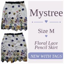 Mystree Floral Lace Pencil Skirt Size M
