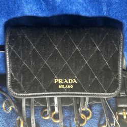 Prada Floral-Embroidered Velvet Belt Bag Preowned 