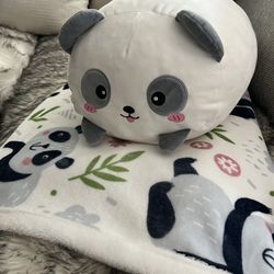 Squishy Panda Pillow and Snuggly Panda Blanket 