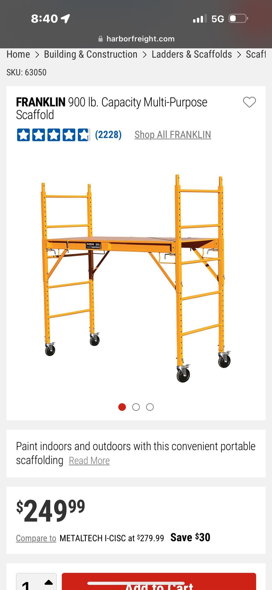 FRANKLIN 900 lb. Capacity Multi-Purpose Scaffold