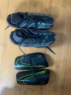 Youth soccer cleats & Nike shin guards