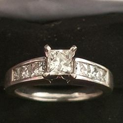 14k Gold and Platinum Engagement Ring 