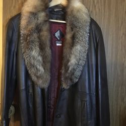 Leather Jacket With Genuine Rabbit Fur