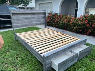 Bedroom Set – Bed Frame with Storage Drawers & Matching 6-Drawer Dresser