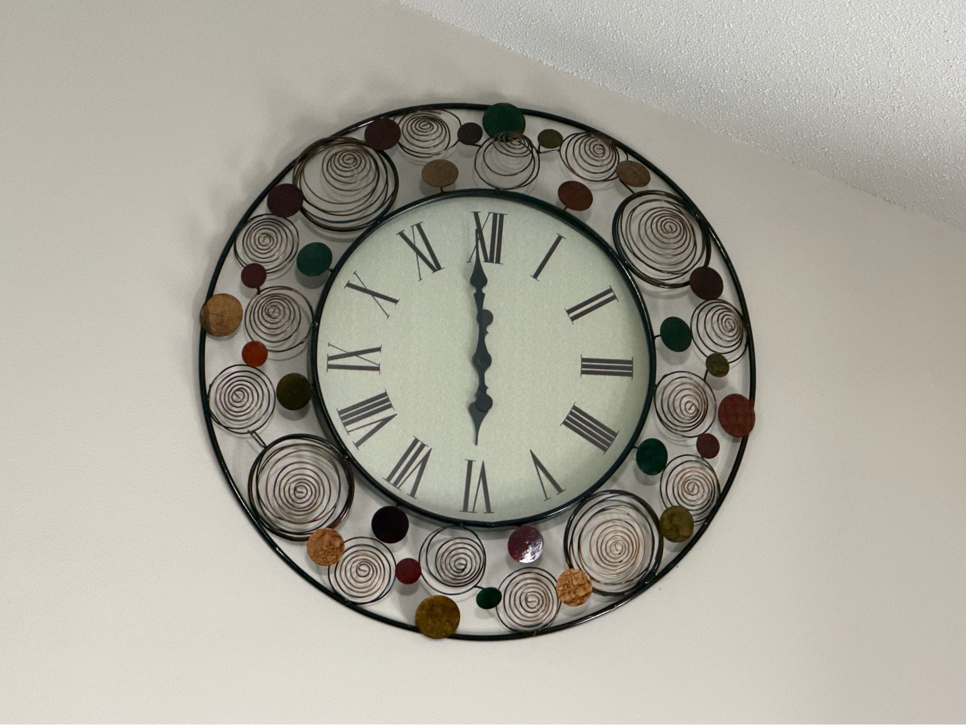 Metal Glass Round Springs Dotted Wall Clock, 30"