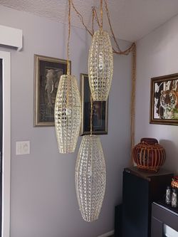 Hanging Lanterns Gold Crystal 3 Set 