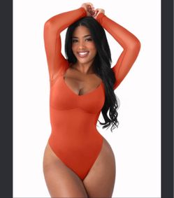 MESH PANEL V-NECK BODYSUIT