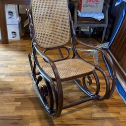 Vintage Bentwood Rocking Chair – Cane Seat & Back
