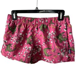 Patagonia Pink Alligator Floral Shorts Swim Trunks Boardshort Quick Dry Small