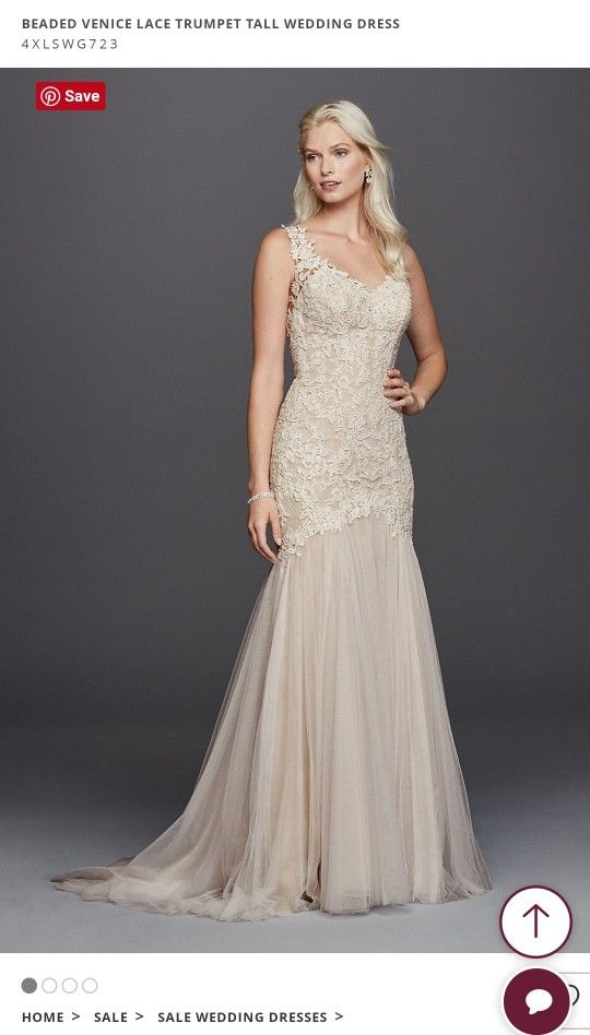 Bride Swg723 Beaded Venice Lace Trumpet Wedding Dress