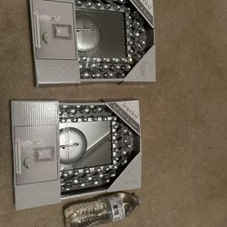 two silver beaded mirrors candles holder wall sconces new good for christmas gift 