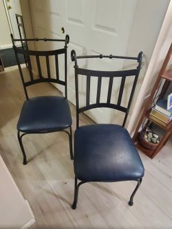 Two Metal And Faux-Leather Dining Chairs