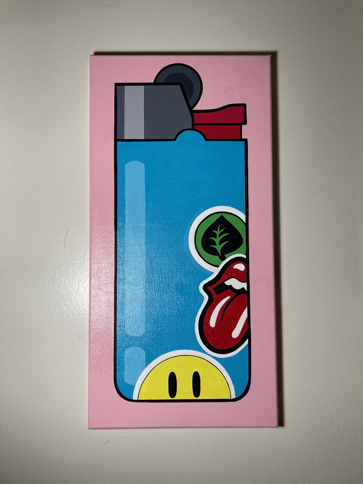 Bic Lighter Canvas Acrylic Painting 