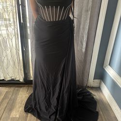 Black Beaded Prom Dress