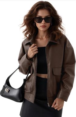 Oversize Leather Jacket Women Faux Motorcycle Coats Bomber