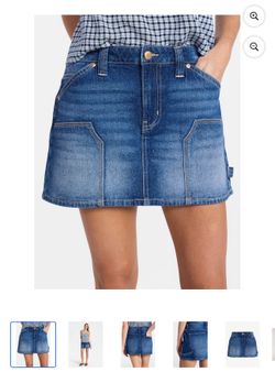 No Boundaries Denim Carpenter Micro Mini Skirt, Women's