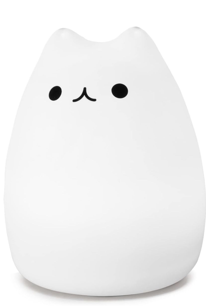 WoneNice Cute Kitty Night Light, Rechargeable Silicone Cute Lamp