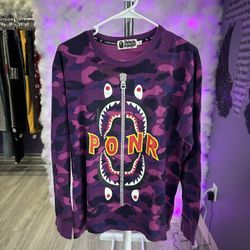 Bape Long-Sleeve Purple Camo Shark 
