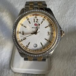 Michelle Watch With Diamonds  Stainless Steel Fits 6 Inch Wrist