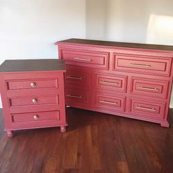 Completely Refinished Dresser And Night Stand