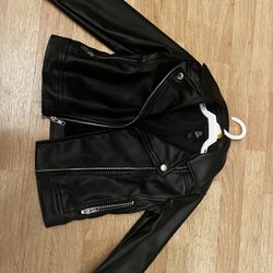 XS 4/5 Black Leather Jacket 