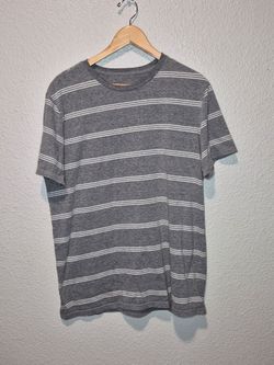 Goodfellow & CO Mens Gray And White Striped Short Sleeve Tee Size: Large