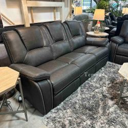 2PCS POWER RECLINER SET, SOFA AND LOVESEAT, GREY AIR LEATHER W USB [NEW]