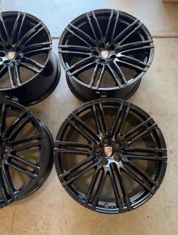 21x9 21x10 PORSCHE MACAN GLOSS BLACK WHEELS RIMS GTS TURBO S 95B 5x112