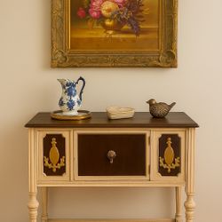 One-of-a-Kind Antique Sideboard Cabinet – French Country Chic ✨ 🎯 Hand-Painted • Solid Wood • Vintage Charm