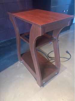 Wood Charging End Table with Outlets & USB Ports