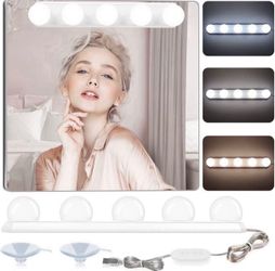 LED Vanity Mirror Lights Kit 5 Bulbs 3 Colors Hollywood Style, IP65 Waterproof USB Vanity Lights for Makeup Vanity Table Studio Dressing Room Bathroom