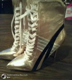 Metallic gold and silver boots