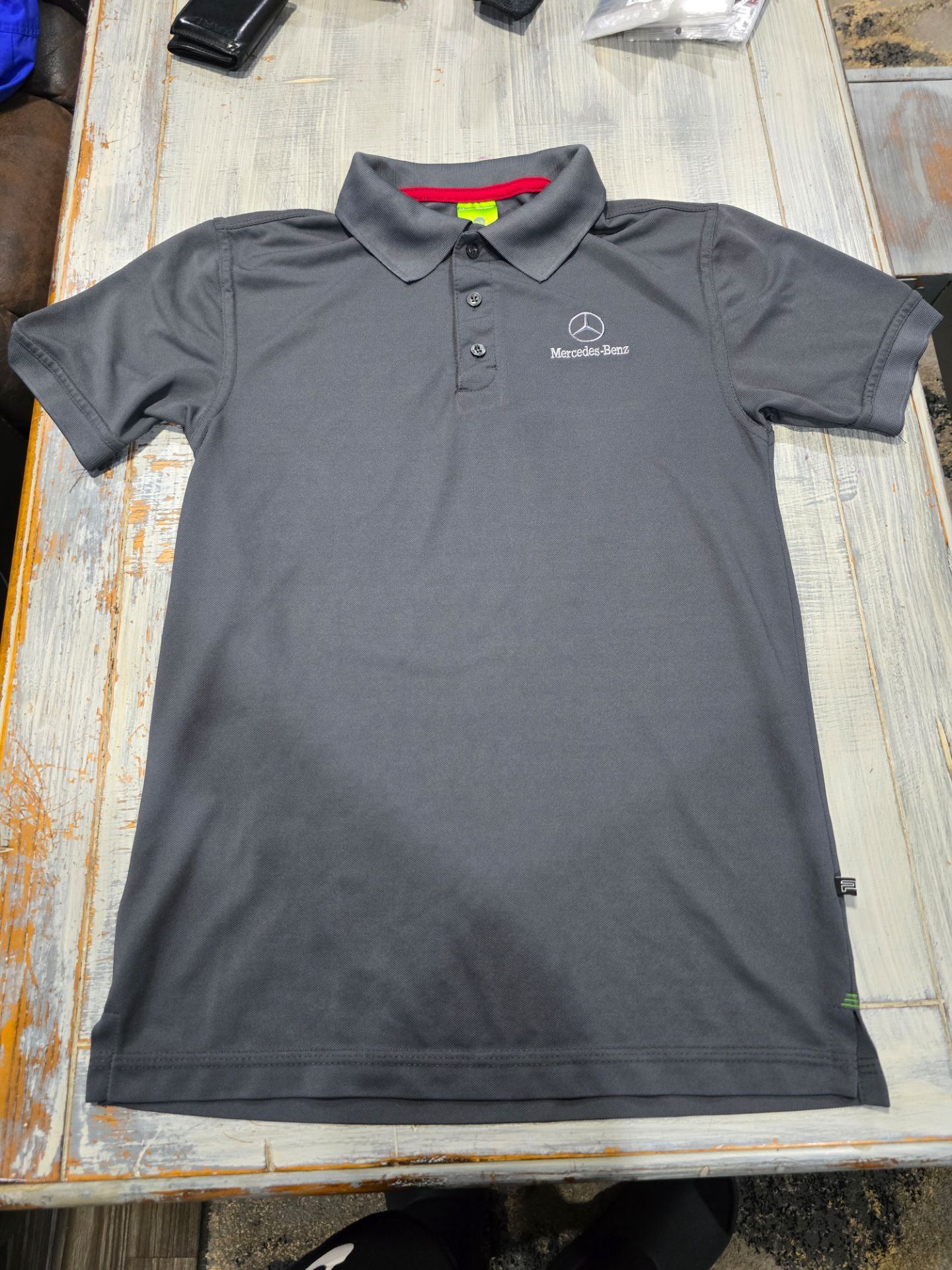Mercedes-Benz Polo Golf Shirt Mens S Gray Short Sleeve Embroidered Logo