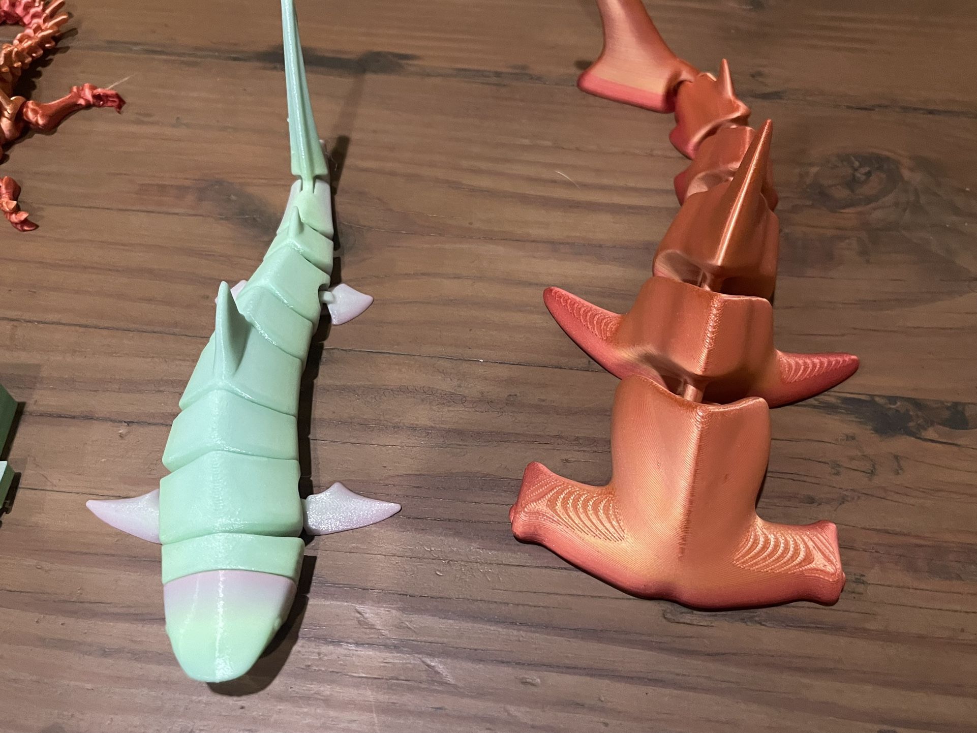 3d printed (hammer head is 10, shark is 7)